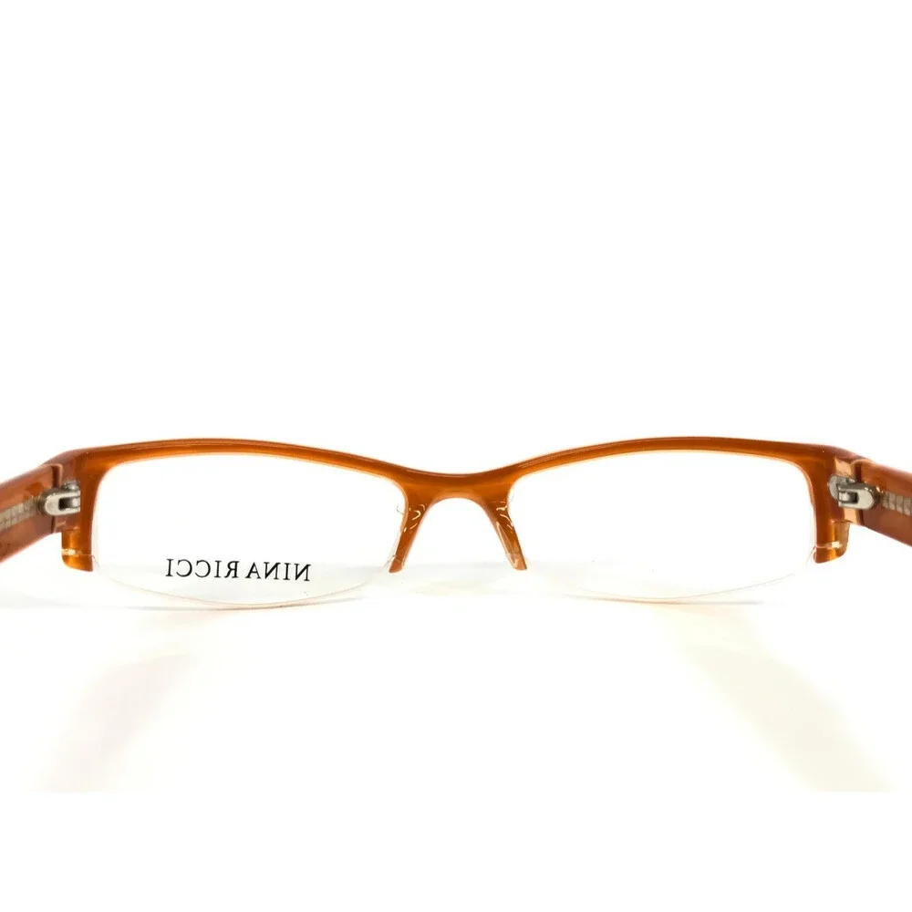 Nina Ricci Eyeglasses Frame NR2527 C02 Brown Orange Rectangle Half Rim 52-17-135